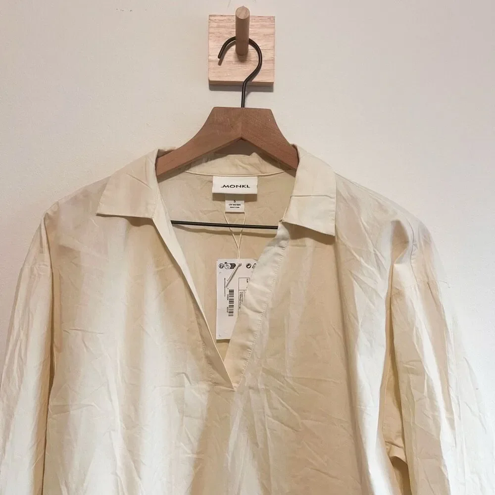 New Monki 100% Cotton Poplin Top Size S - Picture 5 of 9